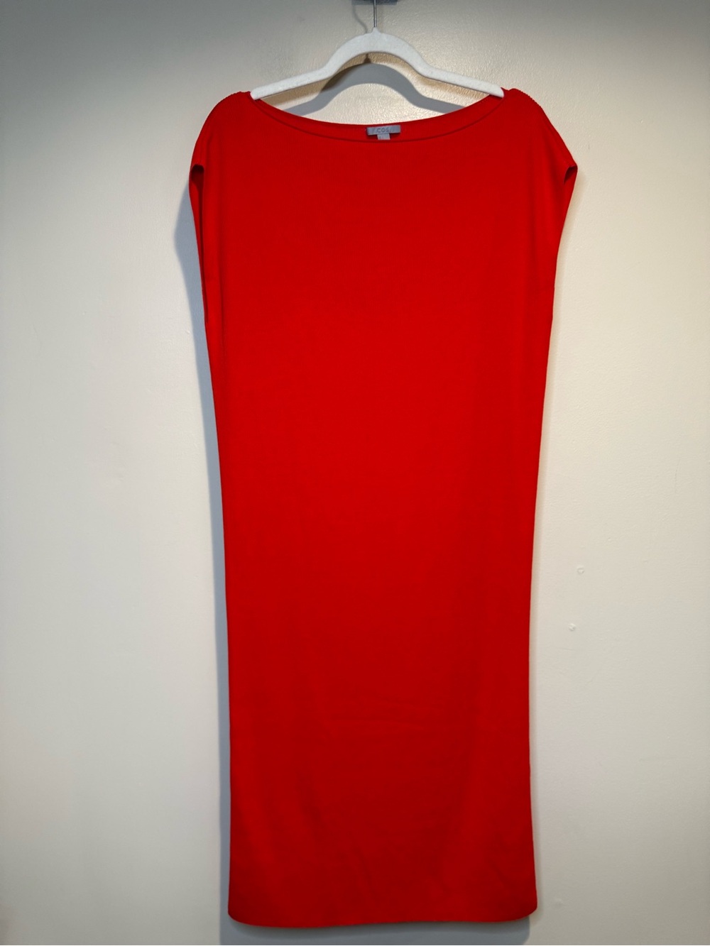 COS Ribbed Sleeveless Knit Straight Shift Dress Red Minimalist